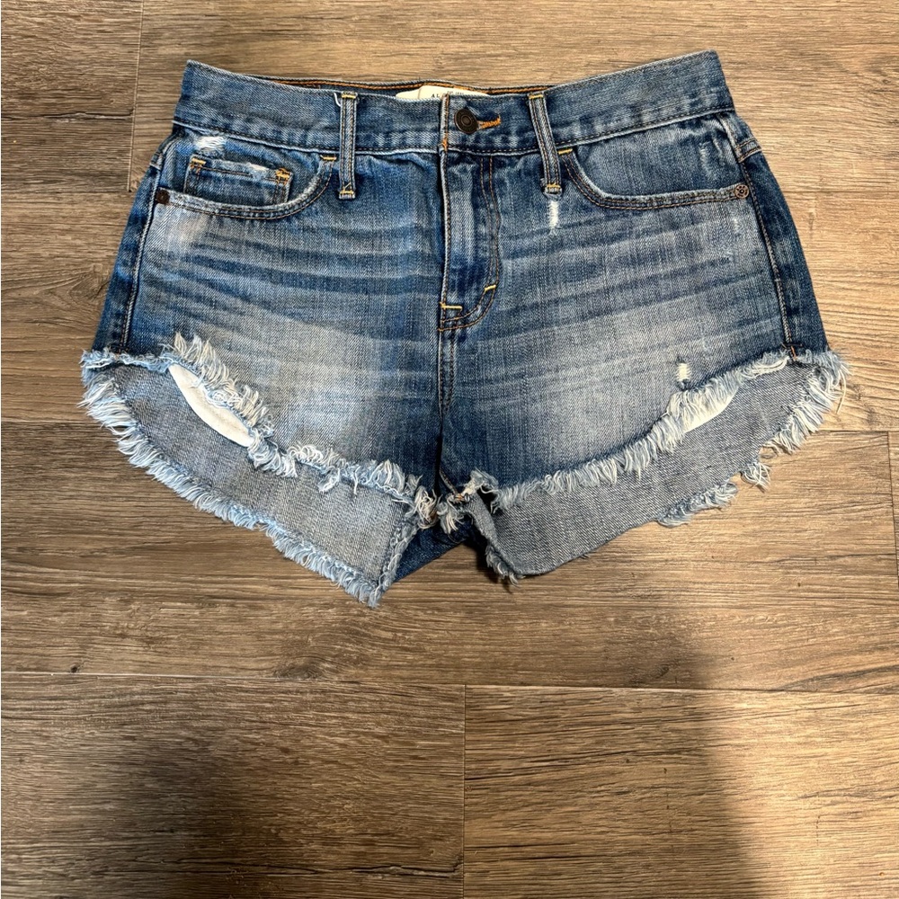 Abercrombie & Fitch Blue Frayed Jean Shorts